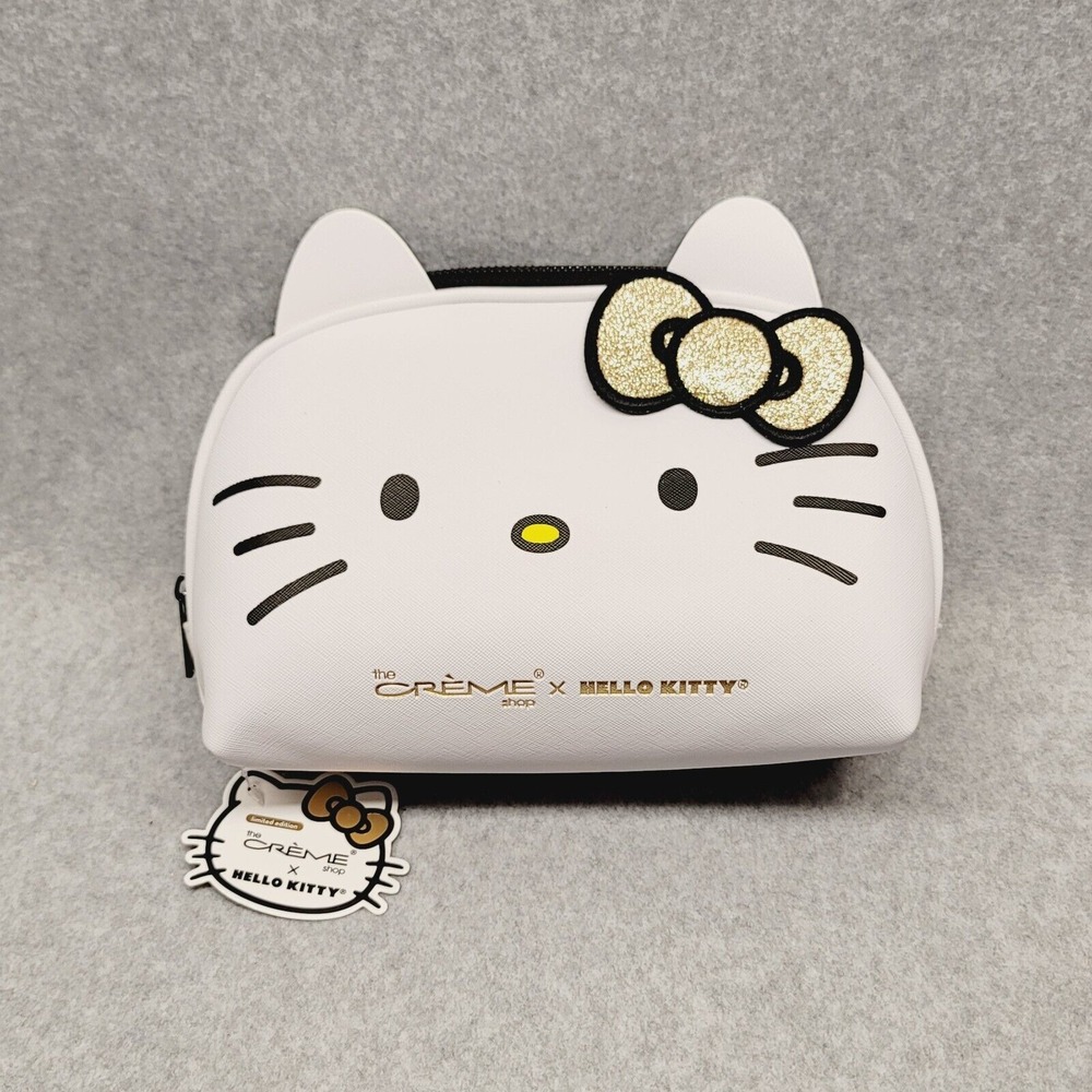 The Crème‎ Shop x Hello Kitty Sanrio Makeup Pouch Golden Sparkle Icon Bow Travel